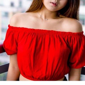 Off-the shoulders Red top